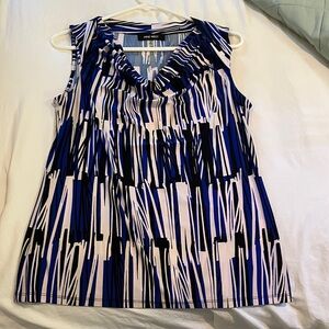Nine West Women's Abstract Blue and Black Blouse